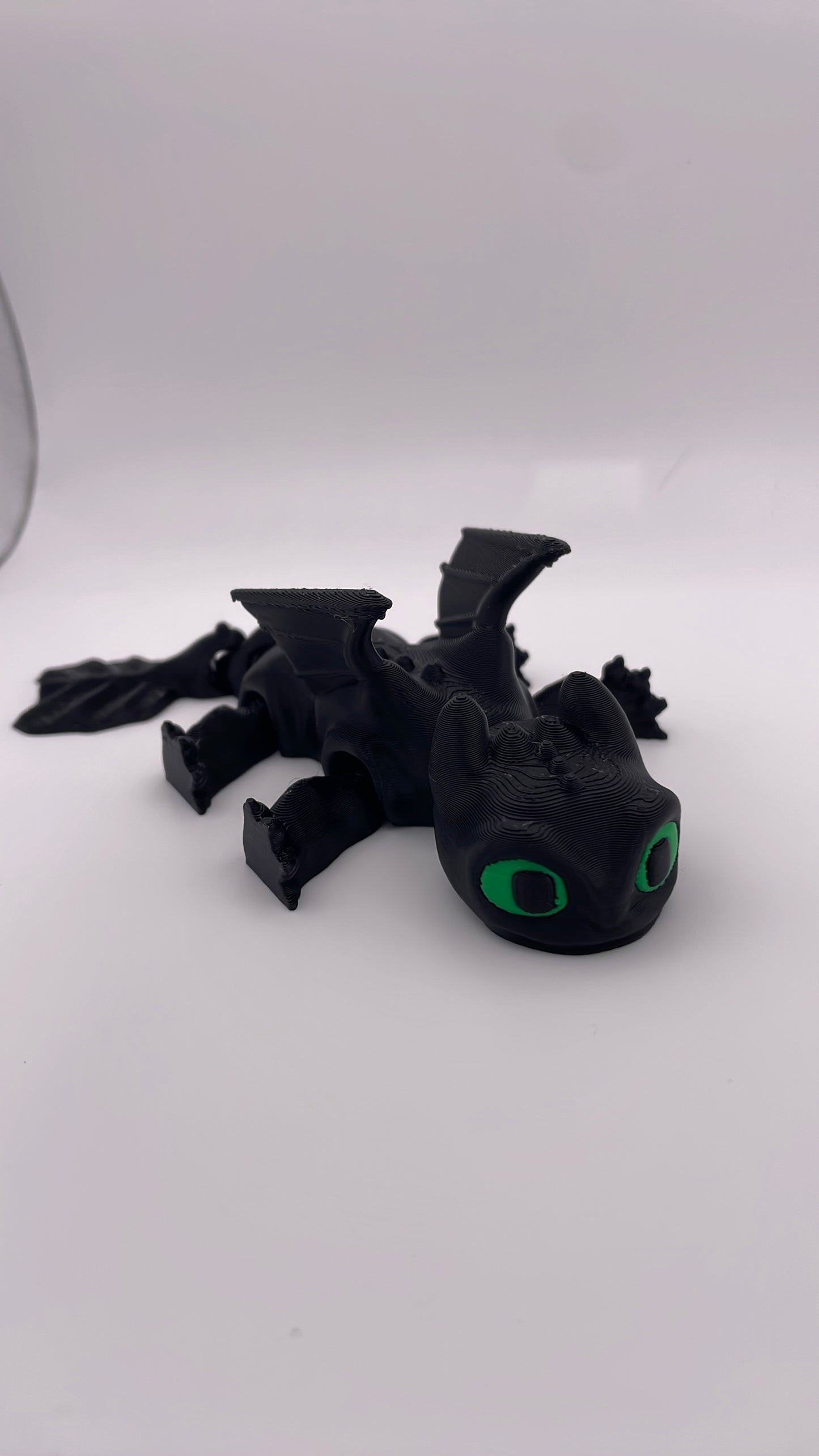 3D Printed Toothless Baby Black Dragon Figurine