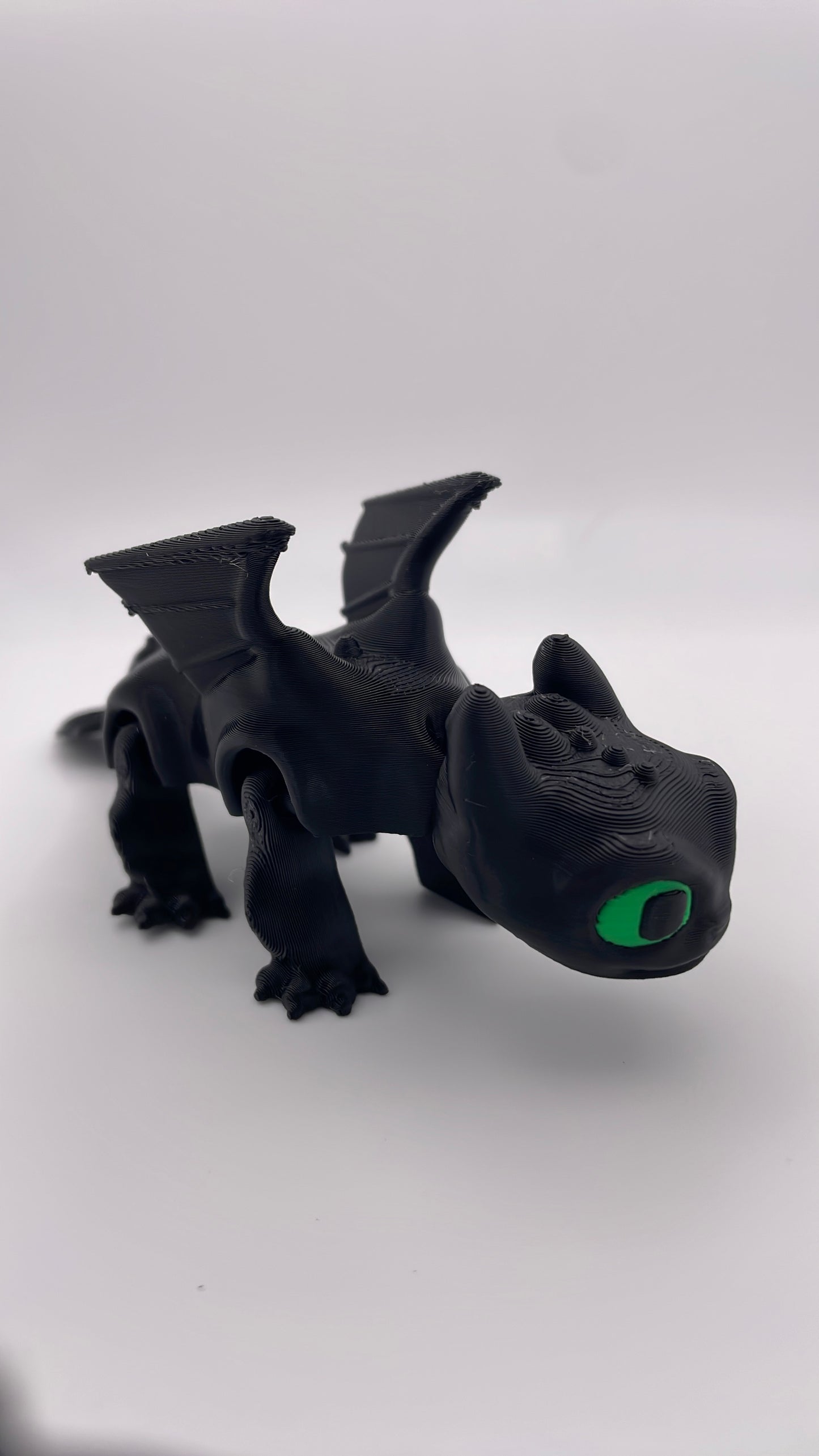 3D Printed Toothless Baby Black Dragon Figurine