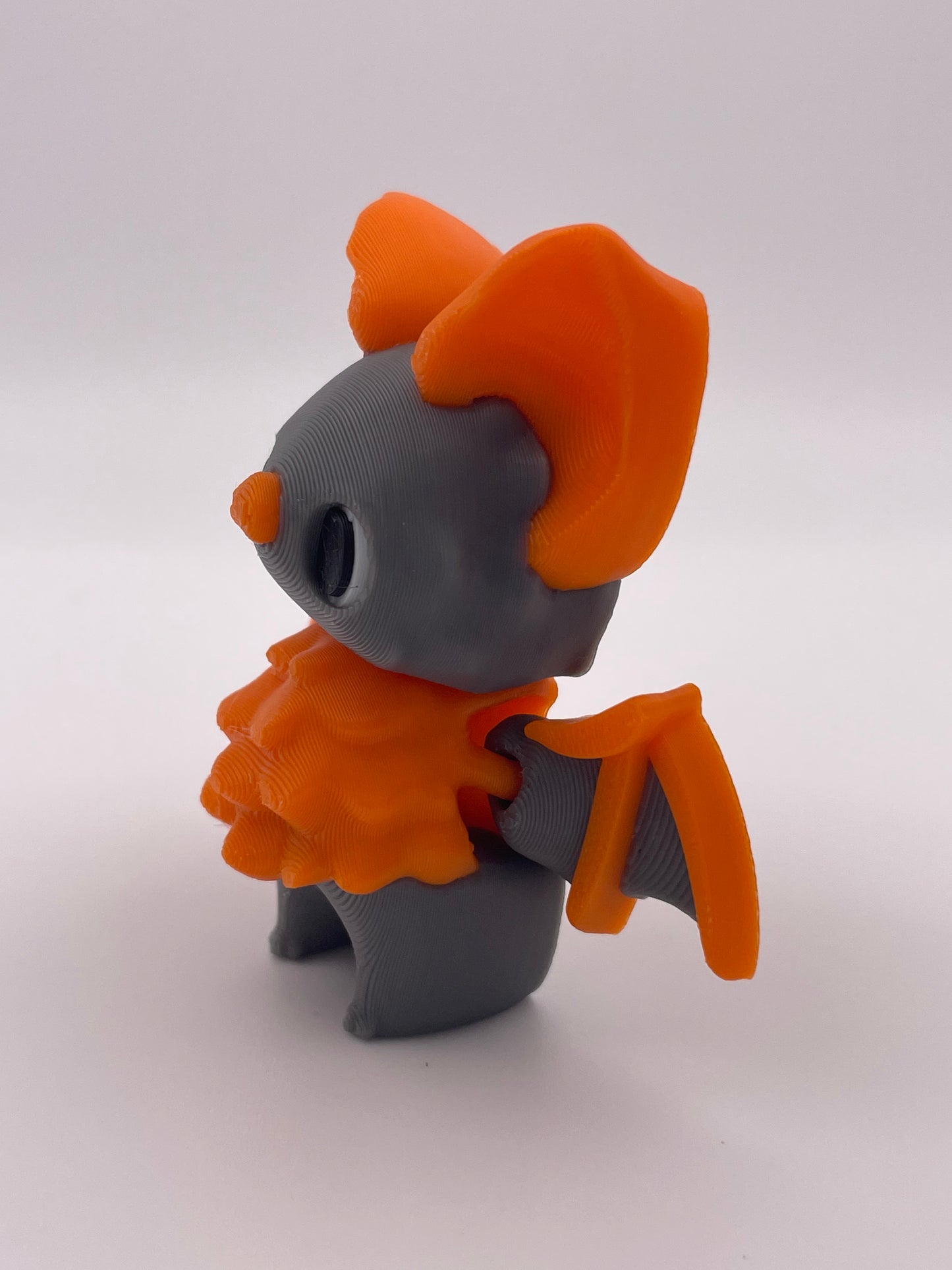 3D printed fully articulated Halloween bat decoration side view