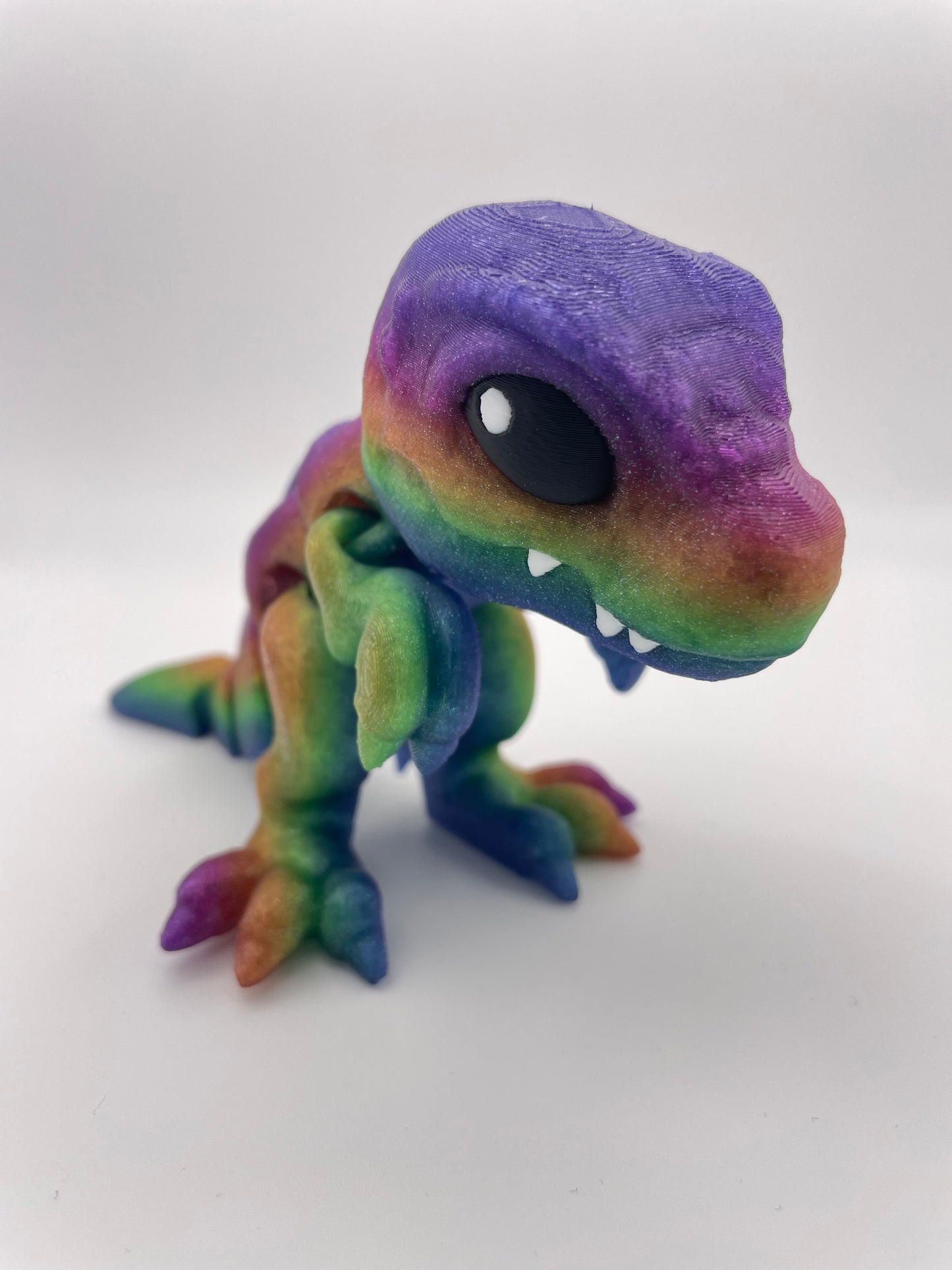 3D Printed Rainbow Tiny T-Rex Dinosaur